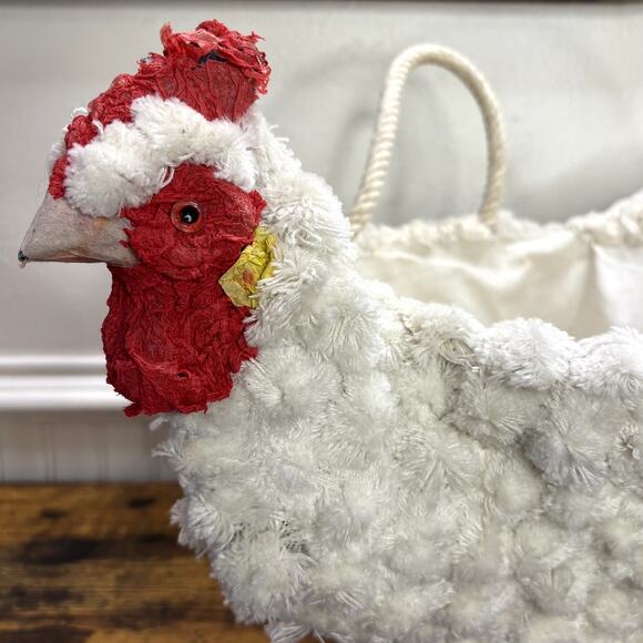 Hen Egg Gathering Basket Macrame Chicken Handmade Farmhouse Decor Rustic Large - Picture 6 of 16